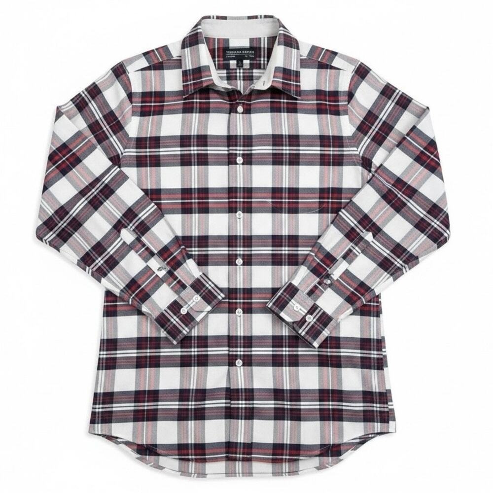 Thomas Payne London Plaid Shirt Red White Blue Long Sleeve Button Down Shirt L